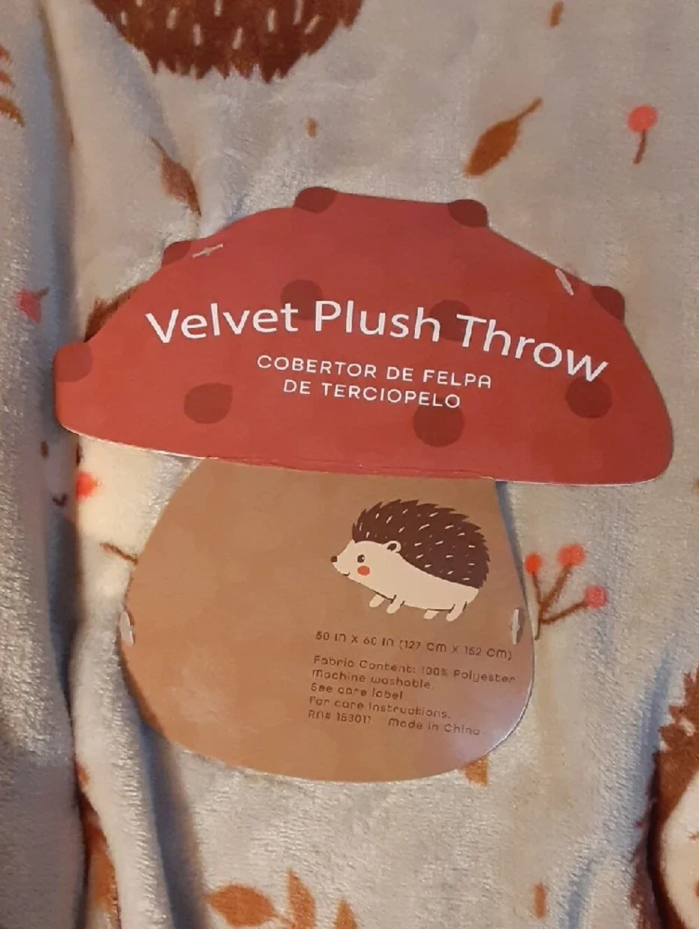 Beige Hedgehog Plush Throw